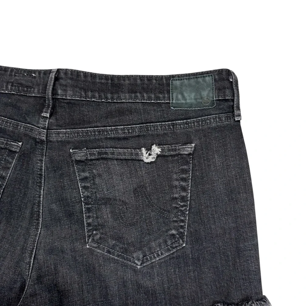 AG Adriano Goldschmied The Bonnie Relaxed Short Womens 31 Black Distressed Denim